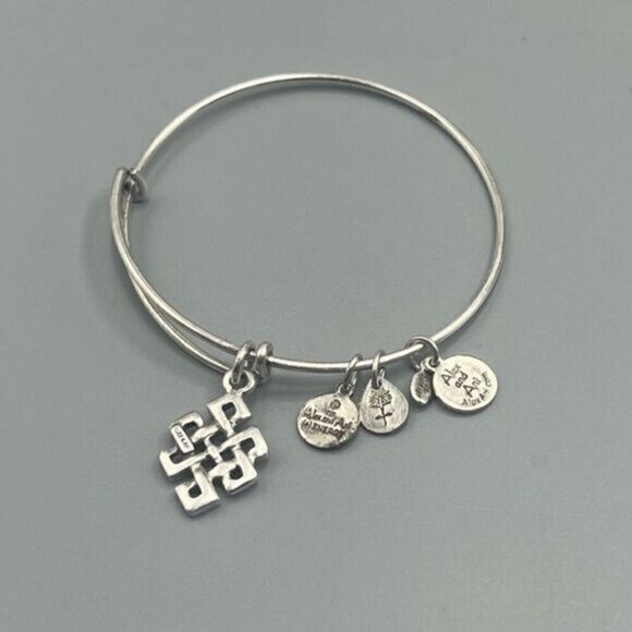 Alex and Ani Endless Knot Charm Expandable Wire Bracelet - Picture 1 of 2